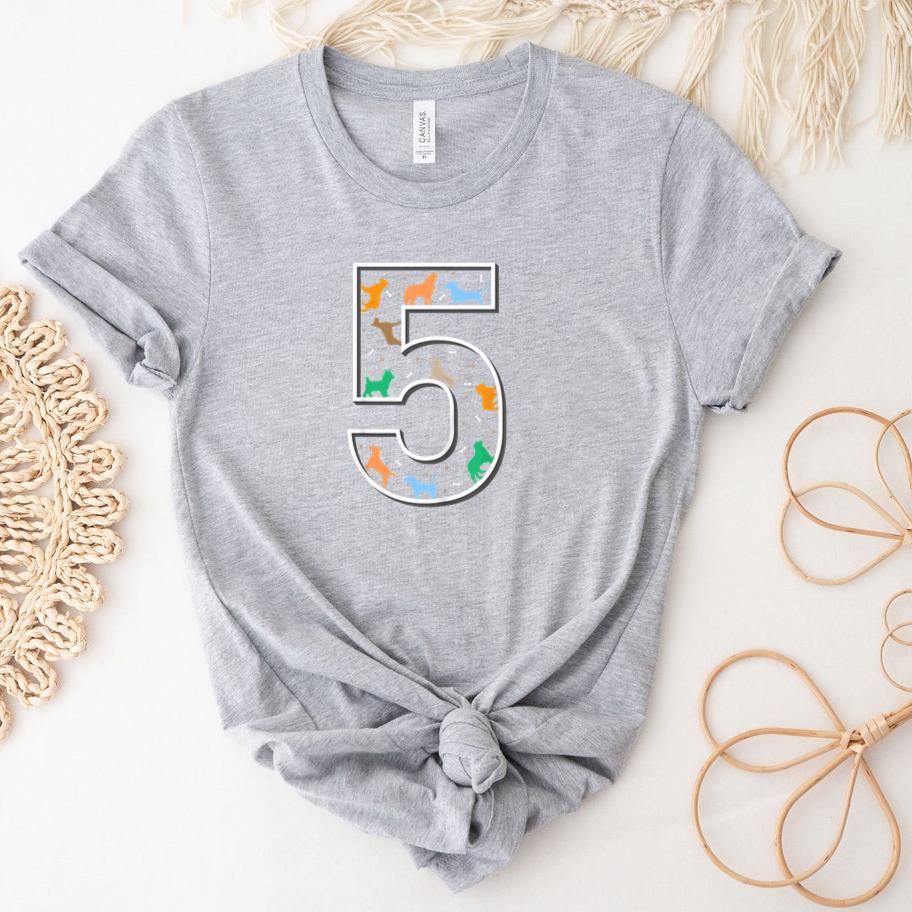 5 Year Old Birthday Dog T-Shirt