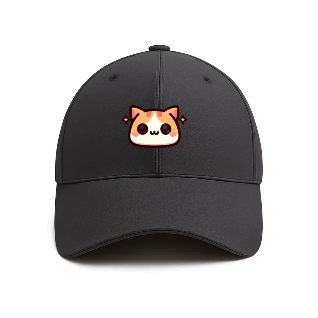 Adorable Cartoon Cat Face Design With Playful Expression Cotton Baseball Hat