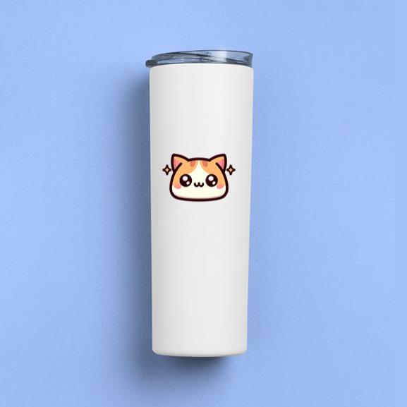 Adorable Cartoon Cat Face Design With Playful Expression Tumbler