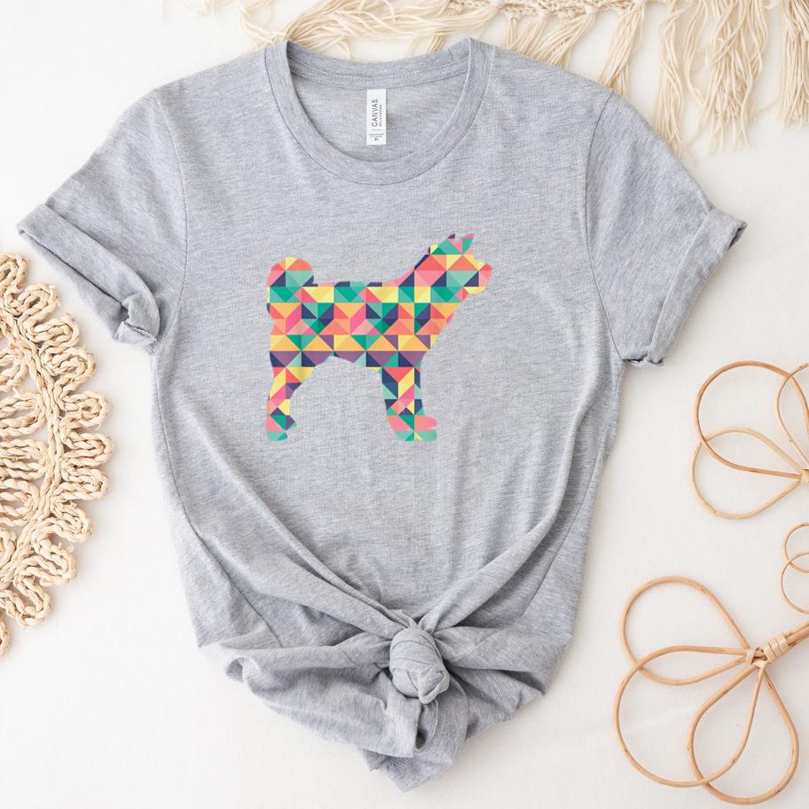 Akita Abstract Color Summer Puppy Dog T-Shirt
