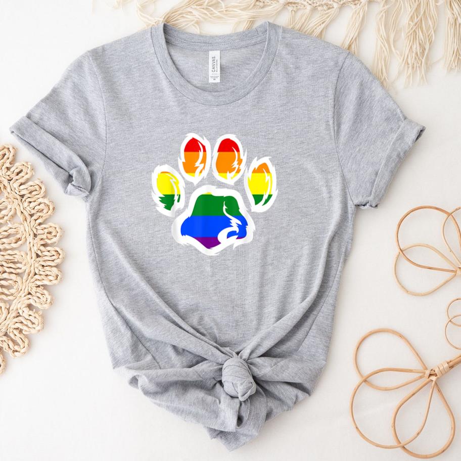 Ally Furry Pride Rainbow Dog Paw T-Shirt