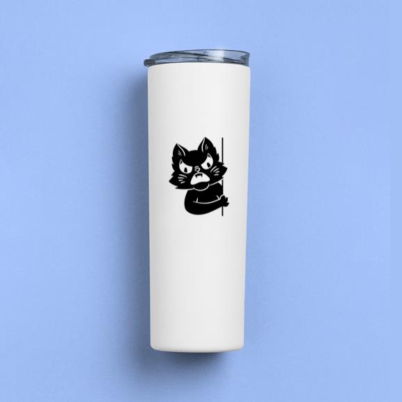 Angry Cat Peeking Design Tumbler