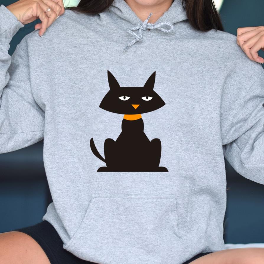Black Cartoon Cat Hoodie