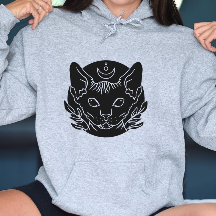 Black Cat With A Crescent Moon On Its Head Hoodie