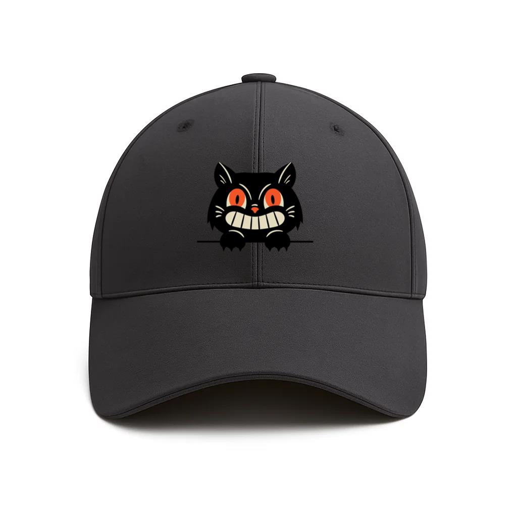 Black Cat With Red Eyes And A Smile Design Cotton Baseball Hat