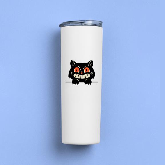Black Cat With Red Eyes And A Smile Design Tumbler