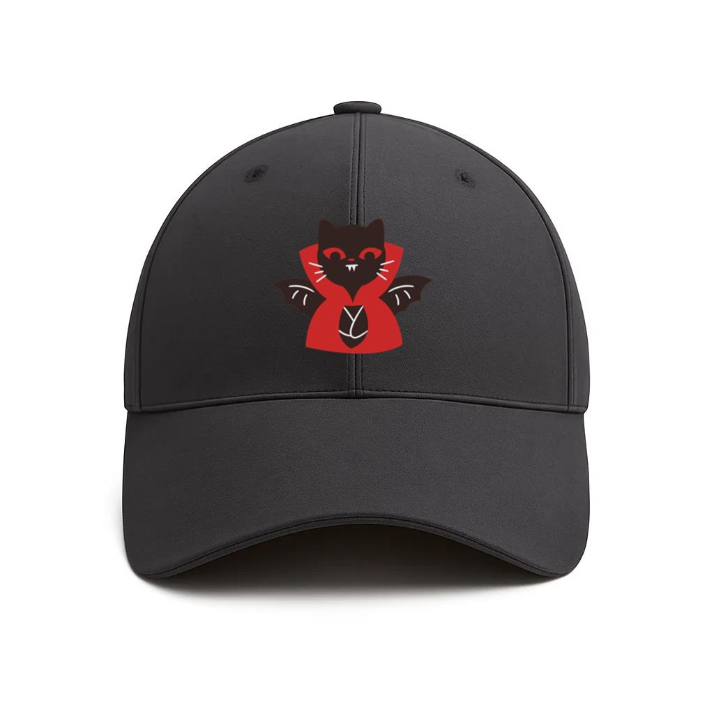 Black Cat With Red Eyes And Fangs Vampire Cotton Baseball Hat