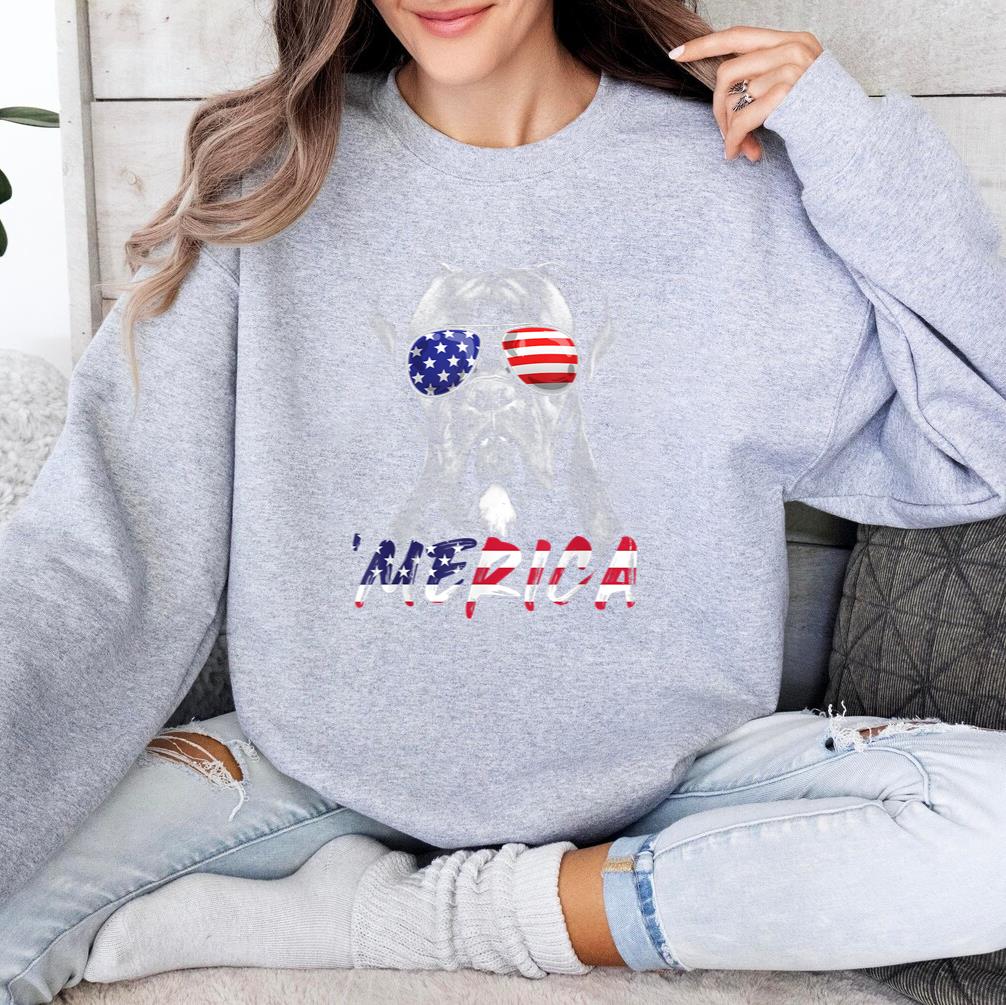 Boxer Dog American USA Flag Merica Sweatshirt