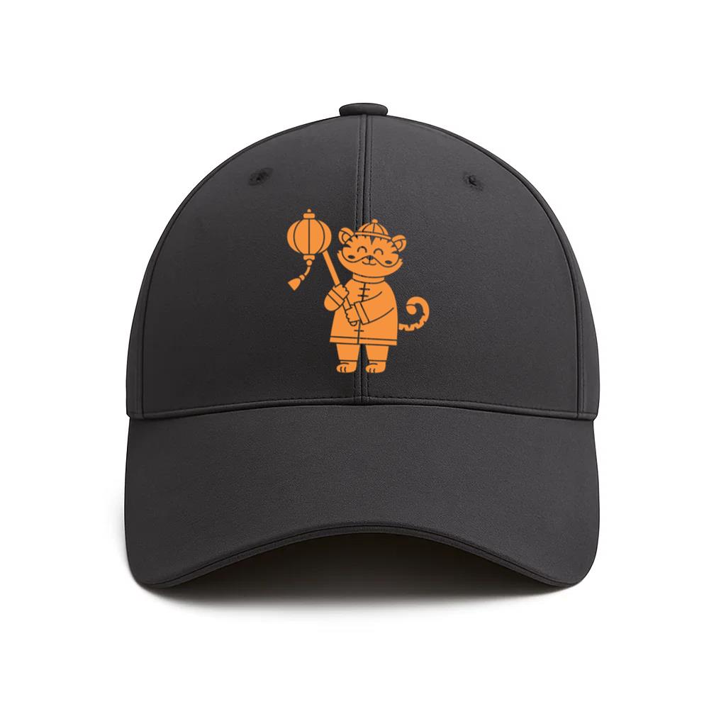 Cartoon Cat Holding A Lantern Cotton Baseball Hat