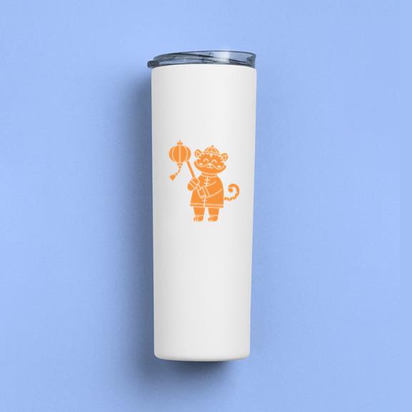 Cartoon Cat Holding A Lantern Tumbler