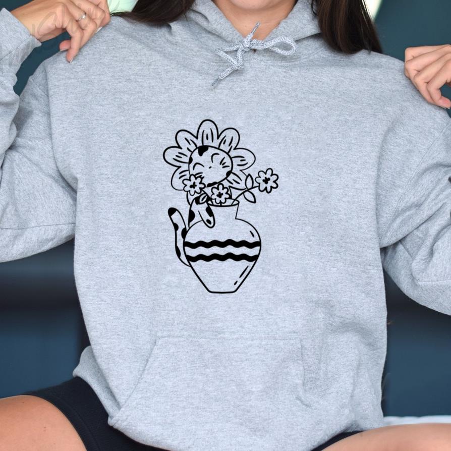 Cat As A Cheerful Flower Hoodie