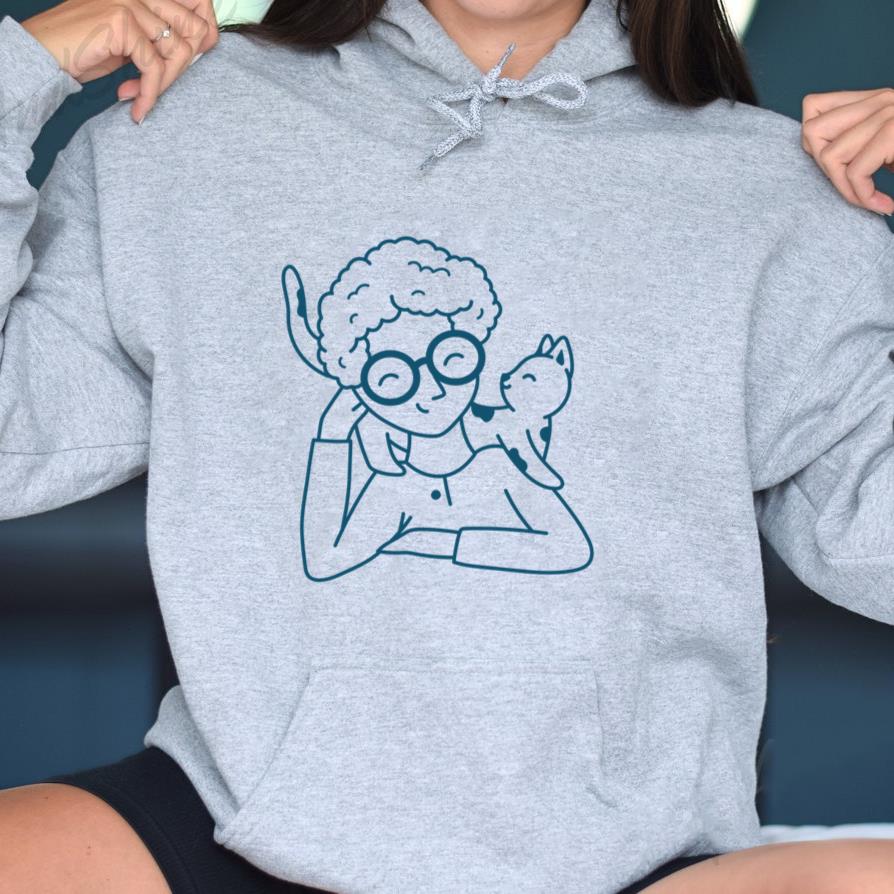 Charming Illustration Of A Person With A Cat Hoodie