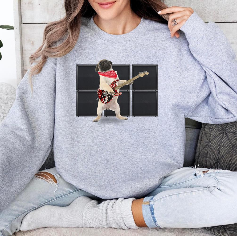 Cool Pug Rocker Dog With Guitar Sweatshirt