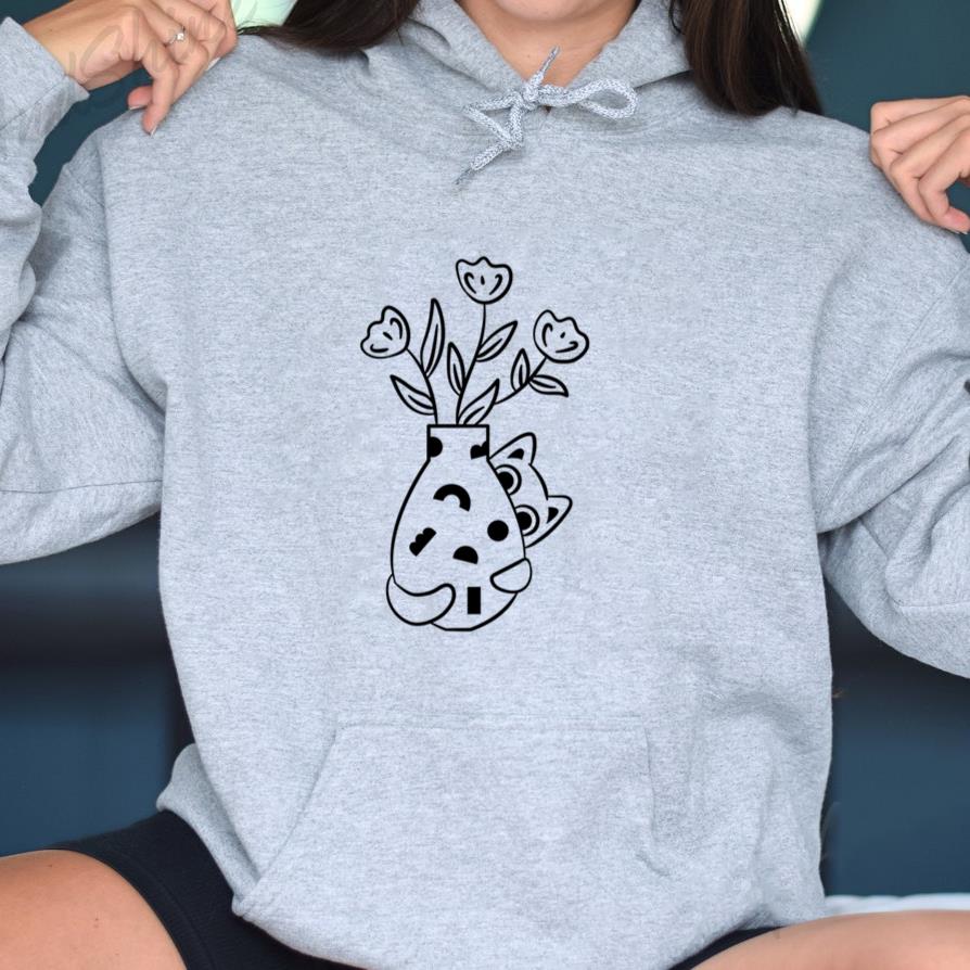 Curious Cat With Floral Vase Hoodie