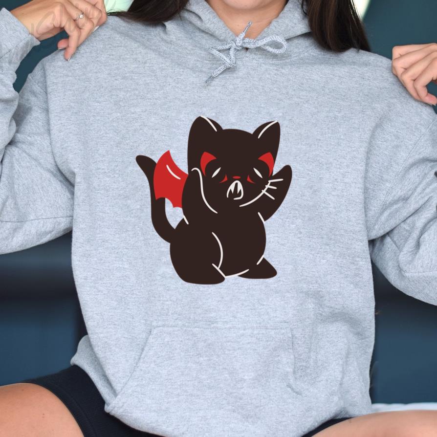 Cute Angry Black Cat With Red Wings Hoodie