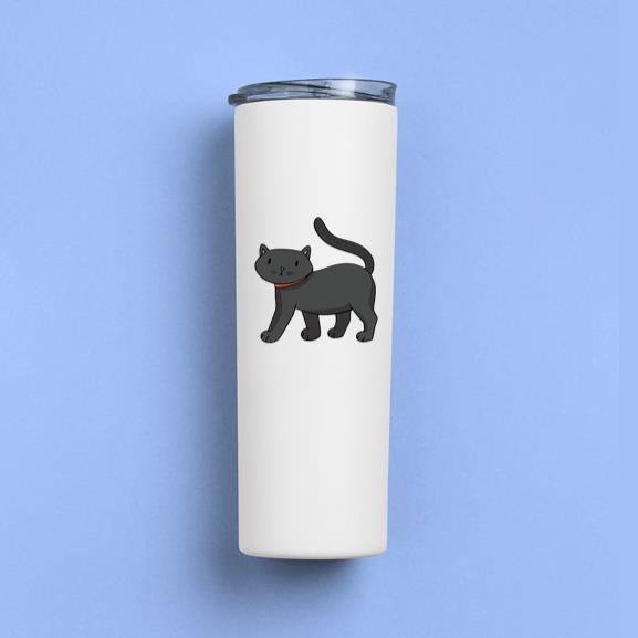 Cute Black Cartoon Cat Tumbler