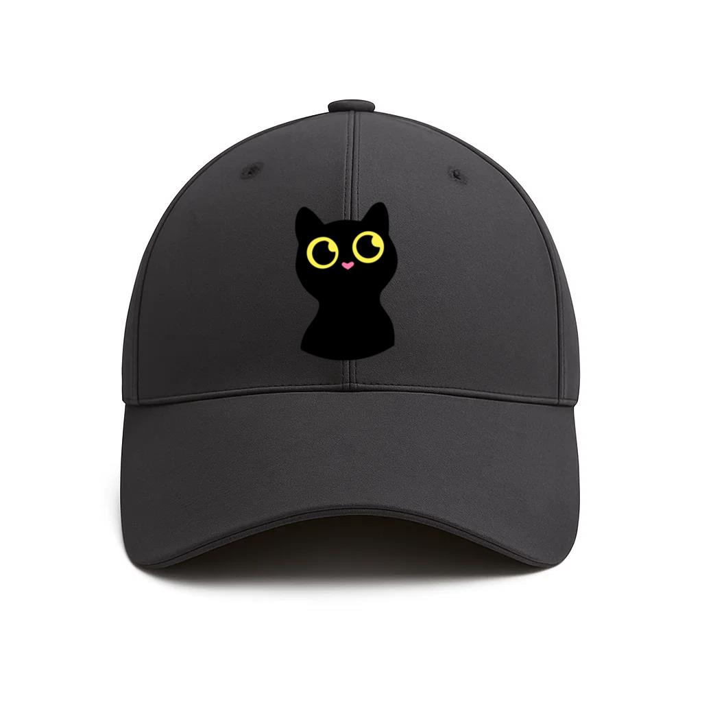 Cute Black Cat Cartoon Cotton Baseball Hat