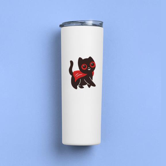 Cute Black Cat With Red Eyes And A Red Cape Tumbler