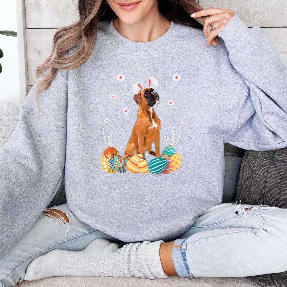 Cute Boxer Dog Easter Bunny  Funny Dog Lover Sweatshirt