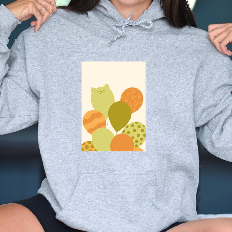 Cute Cat Balloon Design Hoodie