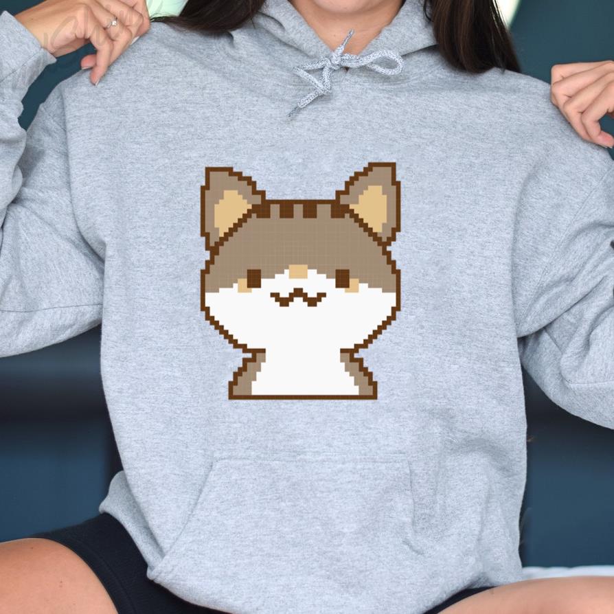 Cute Cat In Pixel Art Style Hoodie