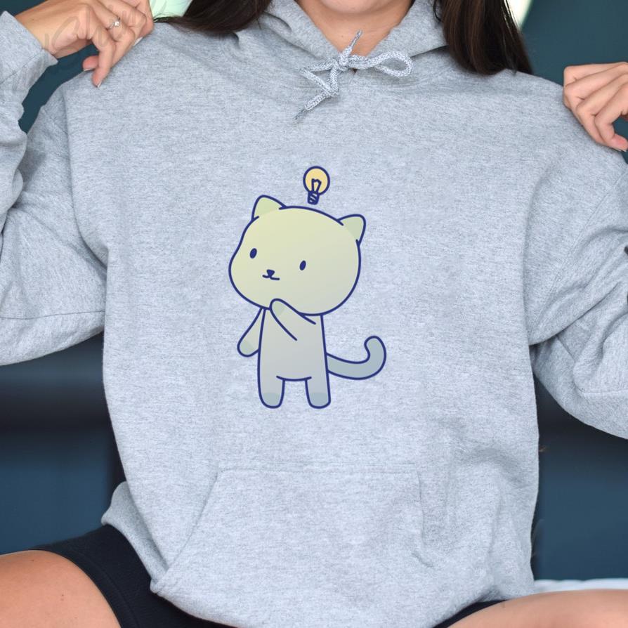Cute Cat With Lightbulb Hoodie