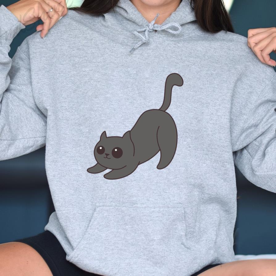 Cute Crouching Cat Hoodie