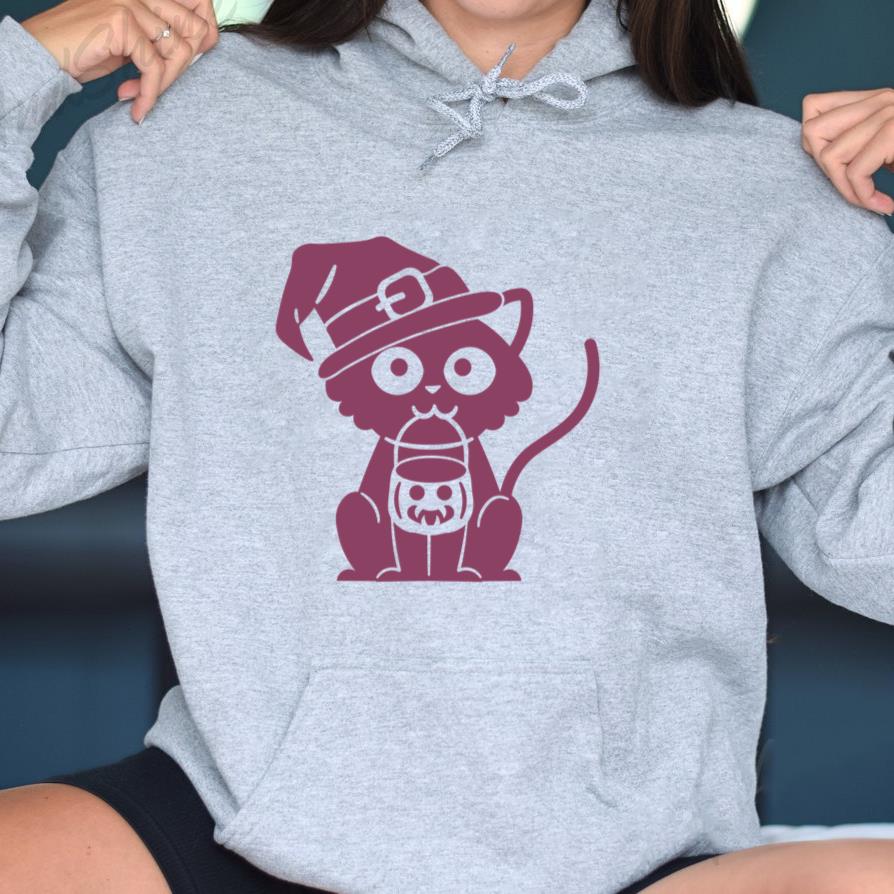 Cute Witch Cat Trick Or Treat Hoodie