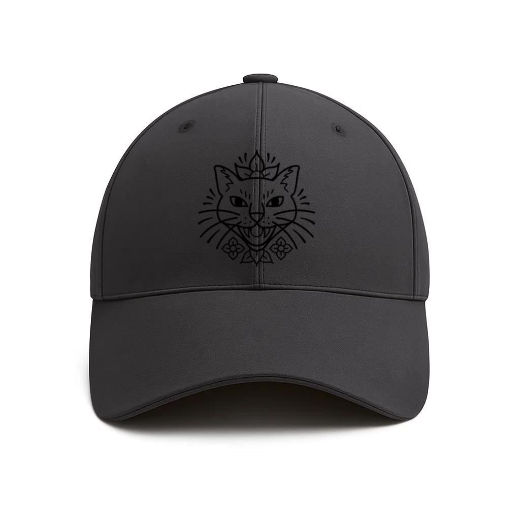 Floral Cat Tattoo Cotton Baseball Hat