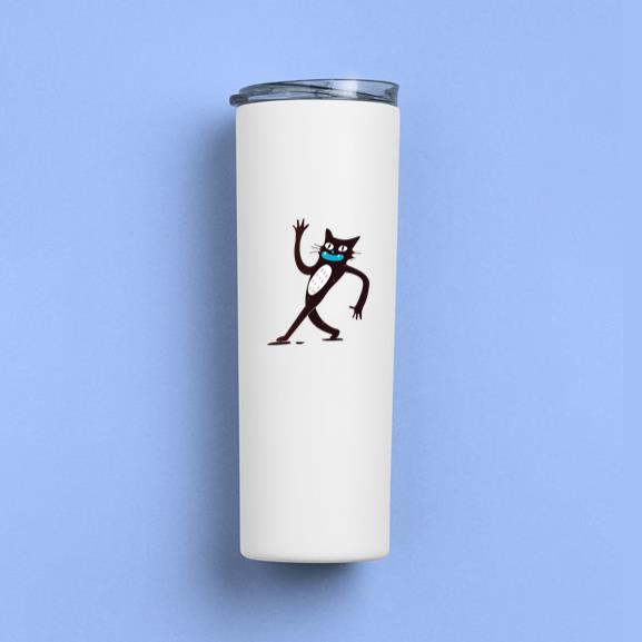 Funny Walking Cat Character Tumbler