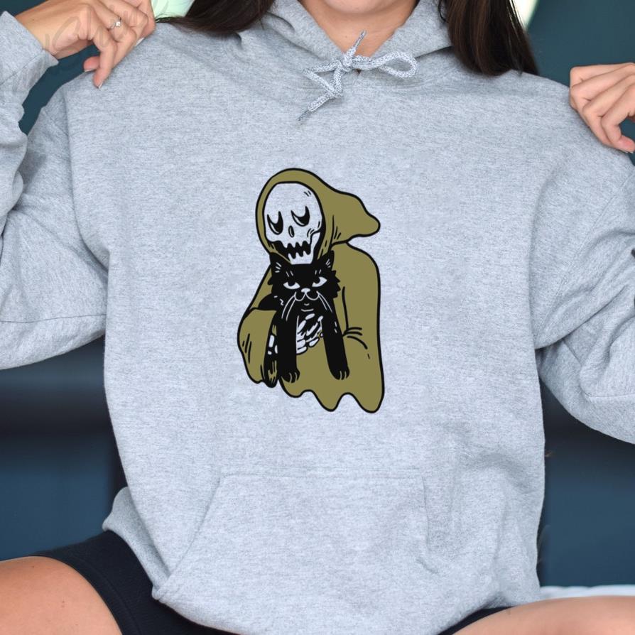 Grim Reaper Holding A Black Cat Hoodie