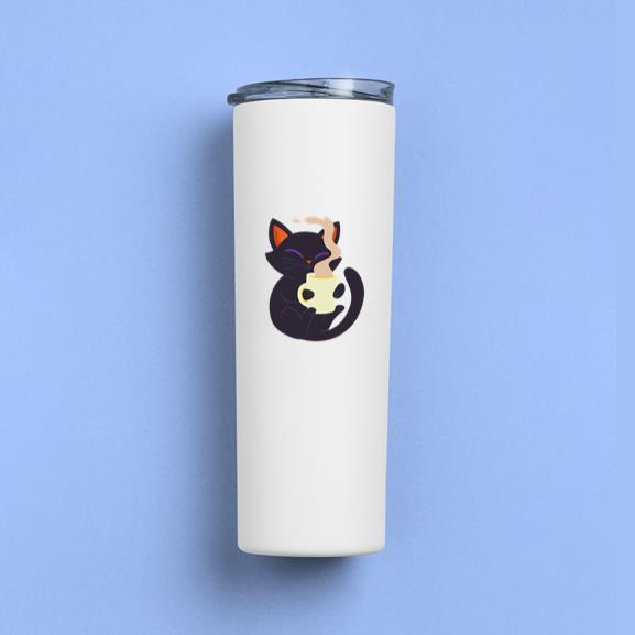 Halloween Cat Drinking Hot Chocolate Tumbler