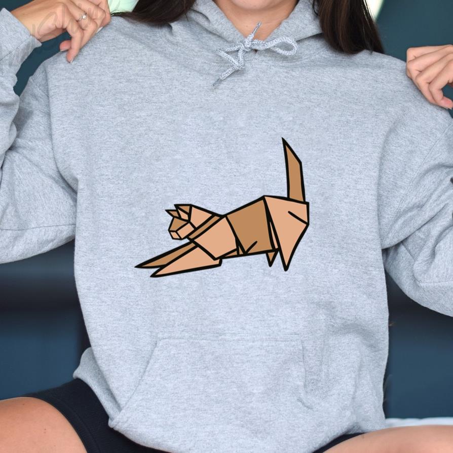 Origami Cat Illustration Hoodie