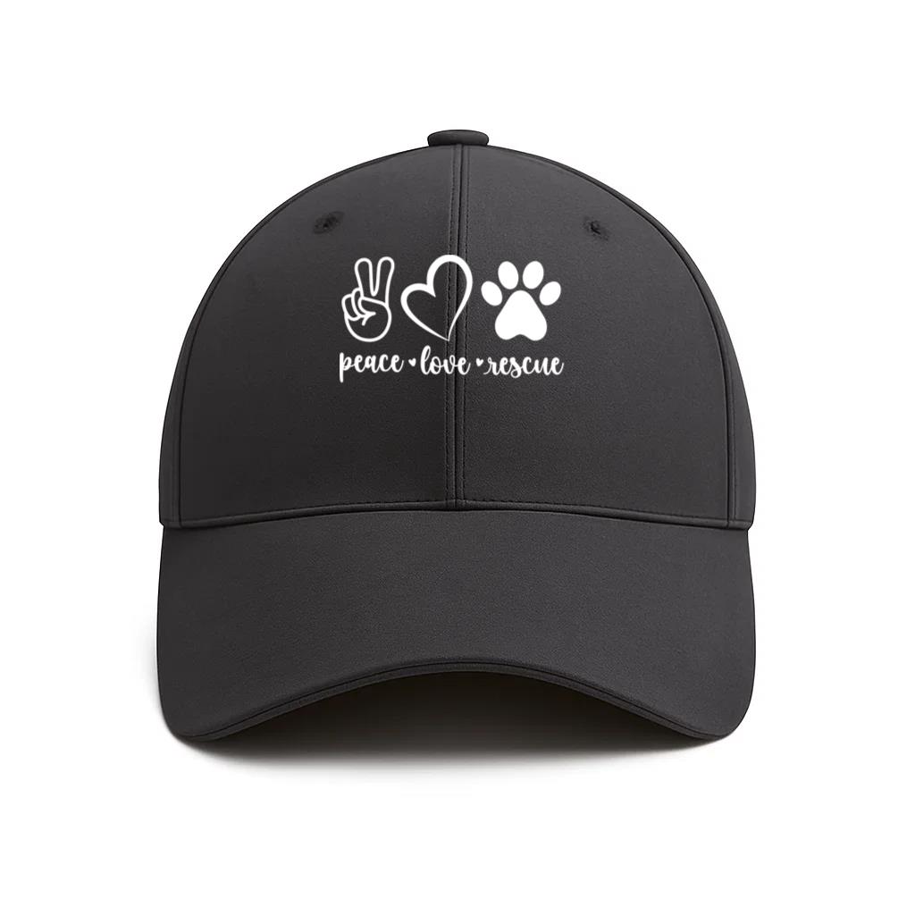 Peace Love Rescue Animal Cat Cotton Baseball Hat