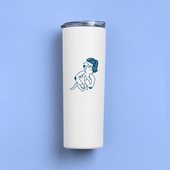 Playful Illustration Of A Person Cuddling A Cat Tumbler