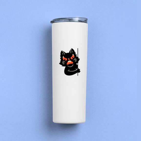 Scary Black Cat With Red Eyes And Fangs Design Tumbler