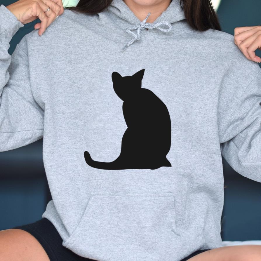 Silhouette Of Cat Sitting Hoodie