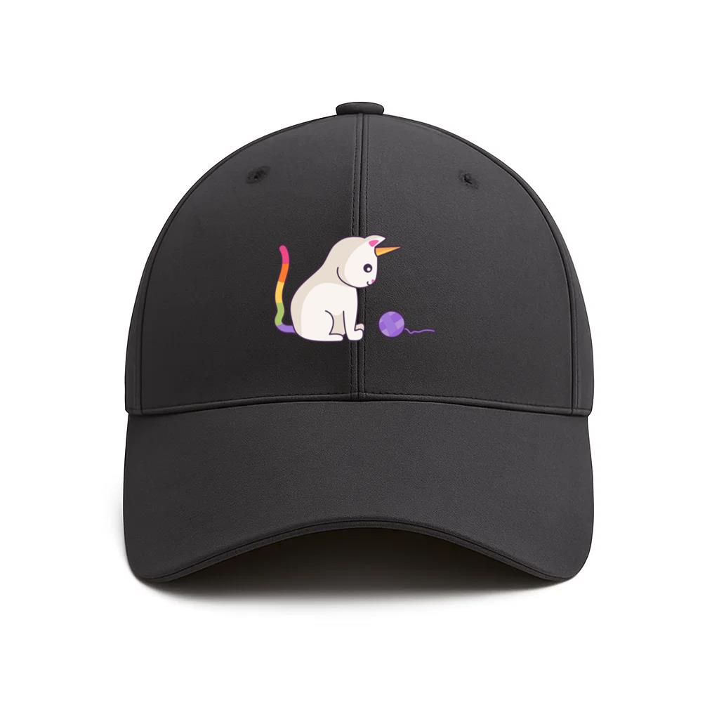 Unicorn Cat Playing With Wool Cotton Baseball Hat