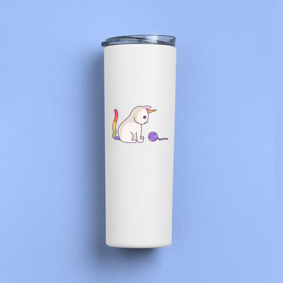 Unicorn Cat Playing With Wool Tumbler
