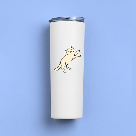 White Cat Is Jumping Tumbler