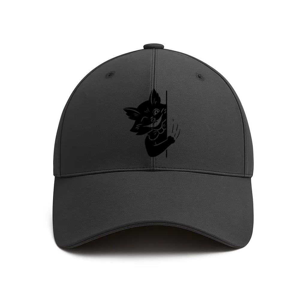 Winking Cat With Bowtie Cotton Baseball Hat